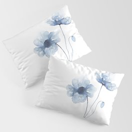 Blue Watercolor Poppies Pillow Sham