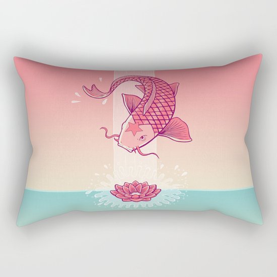 Perseverance // Koi & Lotus Rectangular Pillow