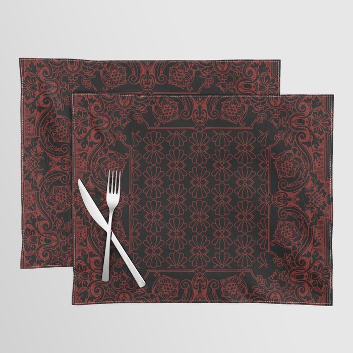 Bandana Inspired Pattern | Red on Black Placemat