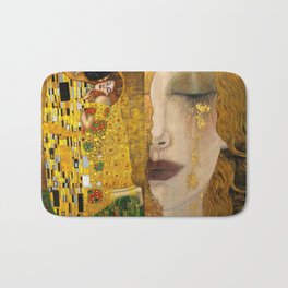 Gustav Klimt portrait The Kiss & The Golden Tears (Freya's Tears) No. 1 Bath Mat | Wedding, Soulmates, Anniversary, Tears, Manandwoman, Truelove, Flowers, Gustavklimt, Love, Romance 