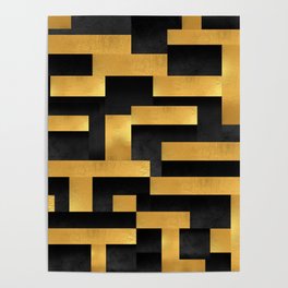 Black gold geometric Poster