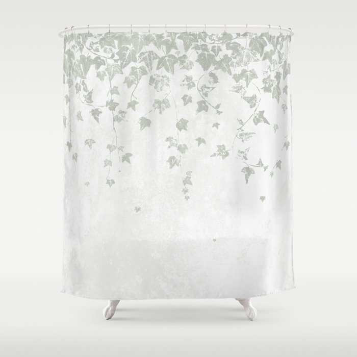 Soft Gray Green And White Trailing Ivy, How To Print On Shower Curtains