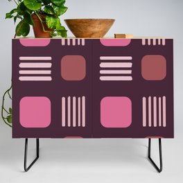 Mid-Century Modern Squares Lines Pink Credenza