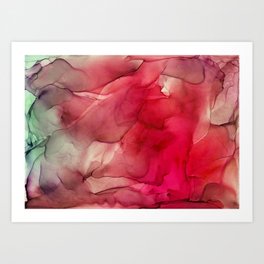 Red Pink Magenta Flow Abstract Ink Painting Art Print
