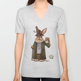 Wizard bunny with his owl friend V Neck T Shirt