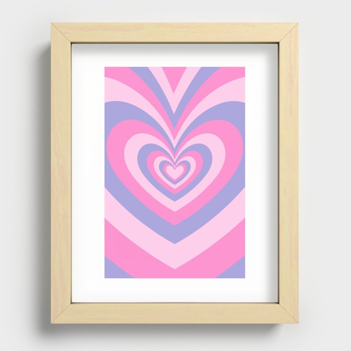 Hypnotic 70s Beating Hearts Pink + Violet Recessed Framed Print