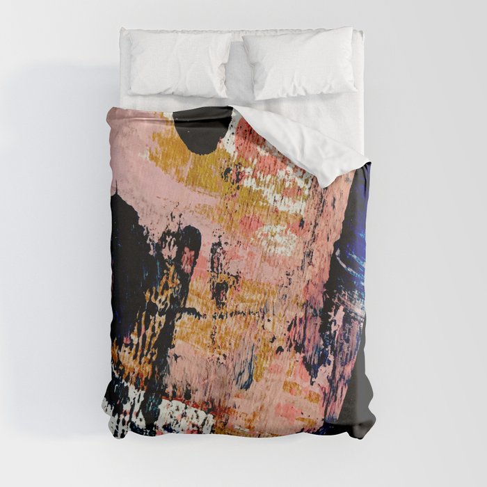 01016 : a bold abstract in pink, orange, blue, and black Duvet Cover