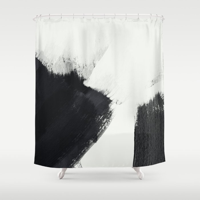 brush stroke black white painted II Shower Curtain