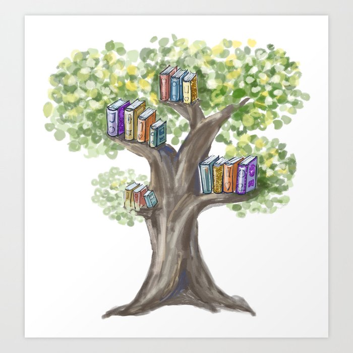 The tree of knowledge with books Art Print