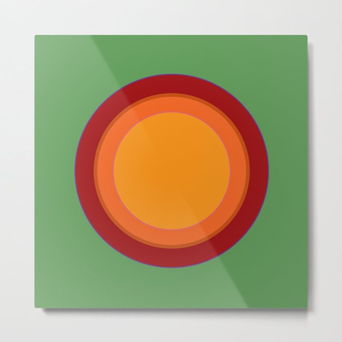 70s Retro Chic sunspot in Soothing Green Metal Print
