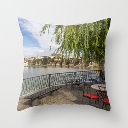 Cozy view of Charles Bridge Throw Pillow