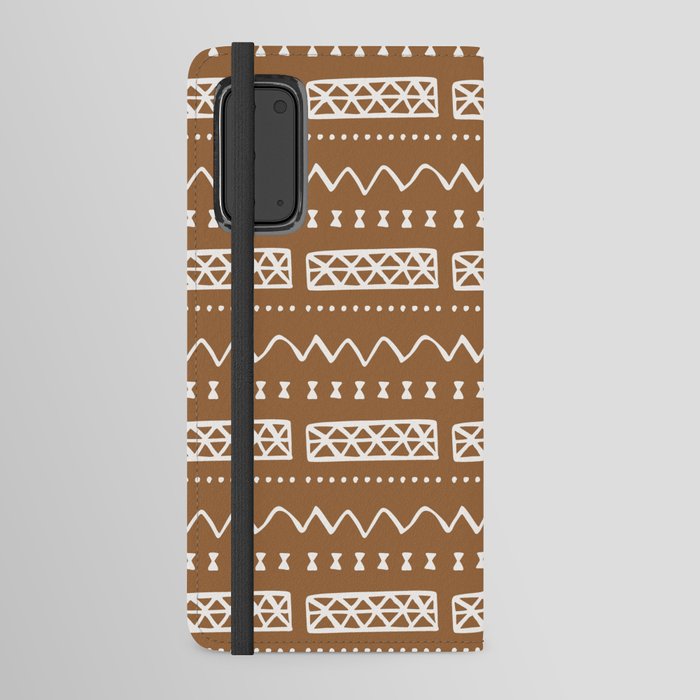 Zesty Zig Zag Bow Light Brown and White Mud Cloth Pattern Android Wallet Case