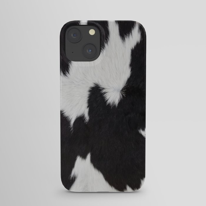 Black Cowhide, Cow Skin Print Pattern, Modern Cowhide Faux Leather iPhone Case