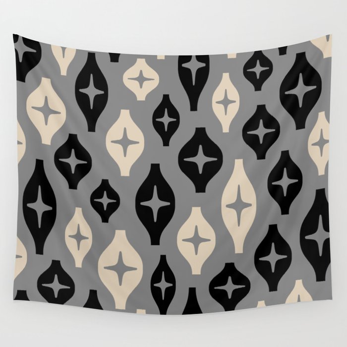 Floating Lanterns 623 Black Gray and Beige Wall Tapestry