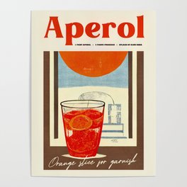 Retro Aperol Poster Sunny Day Homebar Kitchen Bar Prints Vintage Drinks Poster