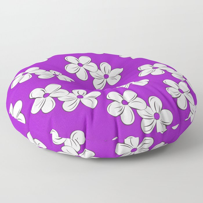 Flower Pattern On Purple Background Floor Pillow