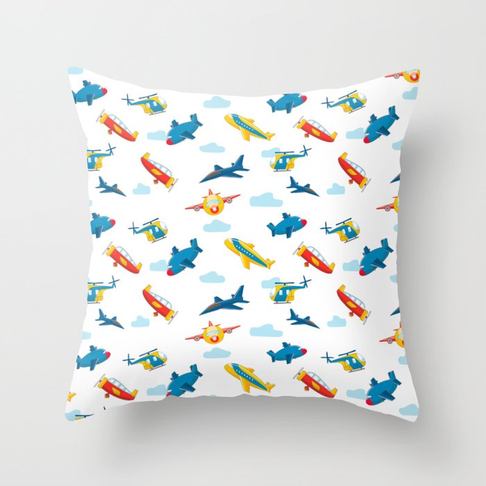 Cute plane pattern Throw Pillow