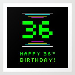 [ Thumbnail: 36th Birthday - Nerdy Geeky Pixelated 8-Bit Computing Graphics Inspired Look Art Print ]