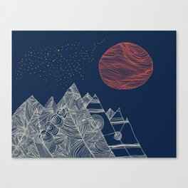Mountains, Stars and Super Moon Canvas Print
