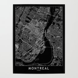 Montreal Black Map Poster