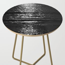 Calm Black and White Ocean Waves Side Table