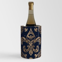 Luxury Fleur-de-lis Ornament - gold and dark blue Wine Chiller