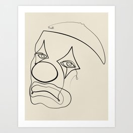 Sad Clown Line Art Print