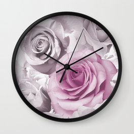 Pink and grey rose pattern Wall Clock