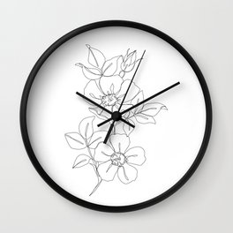 Floral one line drawing - Rose Wall Clock