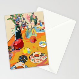 TEA AND FLOWERS AT HOME Stationery Card