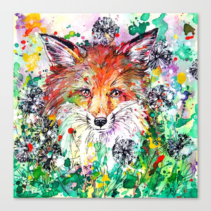 Hide And Seek Fox Painting Canvas Print By Evei Society6