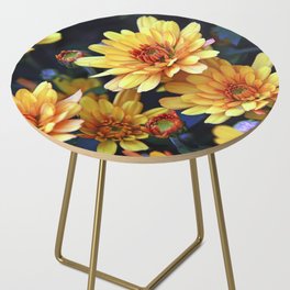 Orange Chrysanthemums Side Table