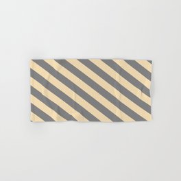 [ Thumbnail: Grey & Tan Colored Lines Pattern Hand & Bath Towel ]