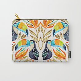 Tropical Toucans – Sepia Palette Carry-All Pouch | Illustration, Toucans, Watercolor, Birds, Birdsofparadise, Bird, Pattern, Tropics, Painting, Belize 