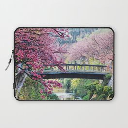 Cherry Tree Blossoms of Spring Along the River Portrait Painting Laptop Sleeve
