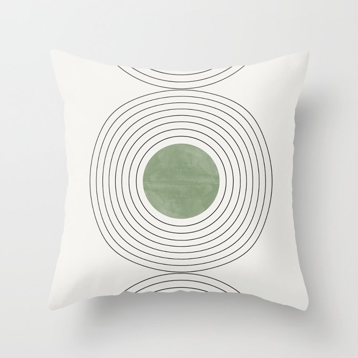 Fresh Pattern, Green Circle Throw Pillow