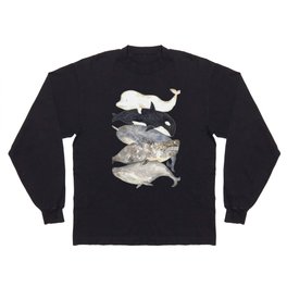 Whales pile watercolor painting print art Long Sleeve T-shirt
