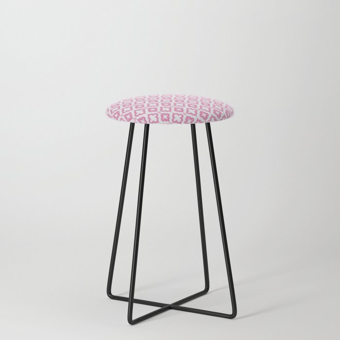 Pink Ornamental Arabic Pattern Counter Stool