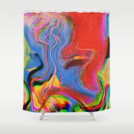 Abstract Glitch Wave Pop Halftone Art by Emmanuel Signorino Shower Curtain