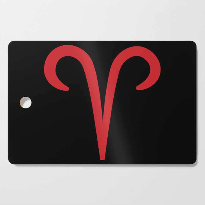 Aries the Ram Zodiac Red on Black Cutting Board