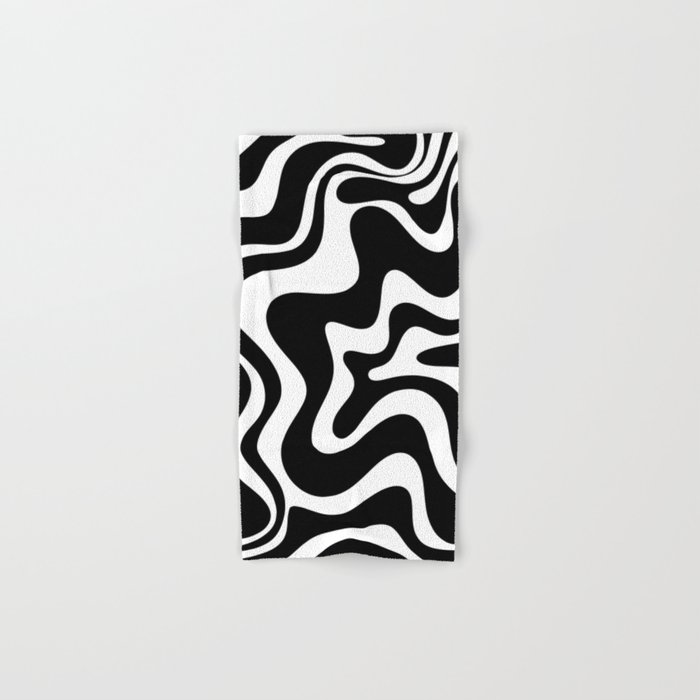 Liquid Swirl Abstract Pattern in Black and White Hand & Bath Towel