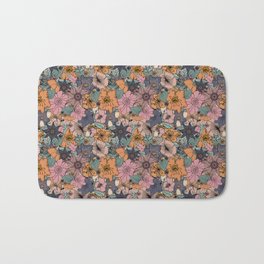 A riot of wildflowers in a rainbow of colours Bath Mat | Nature, Modern, Botanical, Homedecor, Leannemarydesigns, Painting, Rainbowcoloured, Floral, Leaves, Pattern 