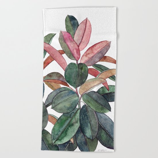 Rubber Plant Beach Towel