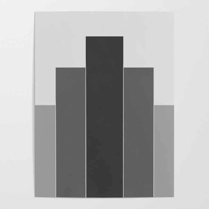 Black, Grey & White Abstract Blocks, Neutral Wall Art Poster