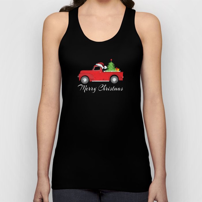 Merry December 2021 Tree Snow Christmas Truck Tank Top