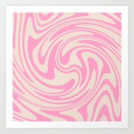 70s Retro Swirl Pink Color Abstract Art Print