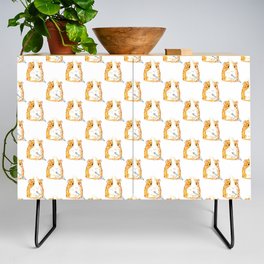 Guinea pig brushing teeth bath watercolor Credenza