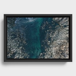Aerial Ocean Print - Emerald Green Ocean - Beach - Crater - Aerial sea photography Framed Canvas