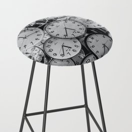 Clocks montage, time variations black and white portrait photograph - photography - photographs Bar Stool