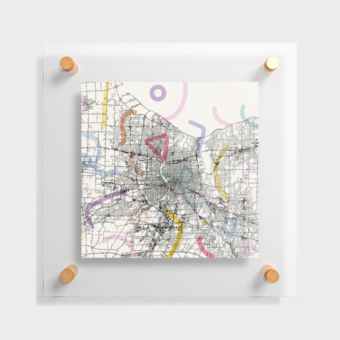Rochester USA - Authentic City Map Collage Floating Acrylic Print